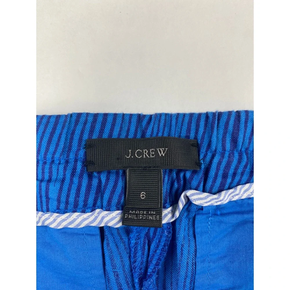 J. Crew Shorts Women's Size 6 100% Linen Blue Tropical Floral